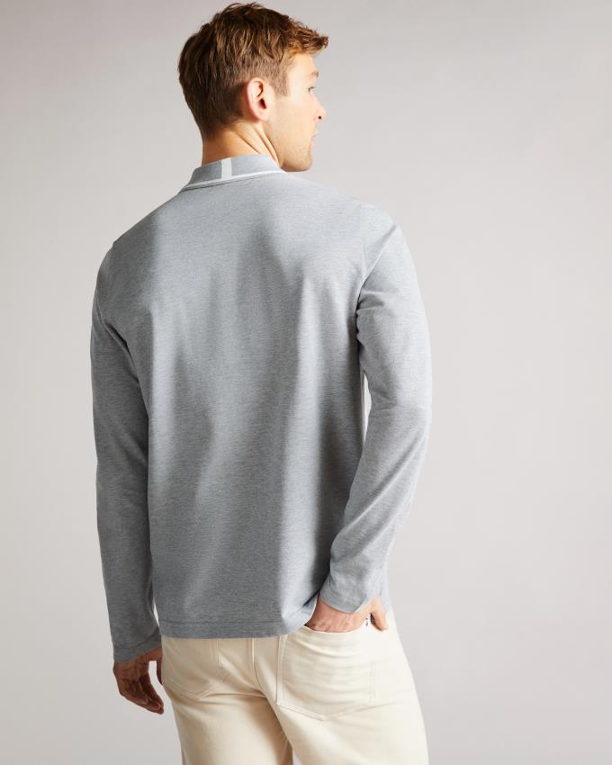 Polo Ted Baker Long Sleeve Grise Clair Homme | JHL-00337878